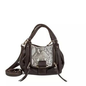 NWT KOOBA MINI JONNIE CROSSBODY LEATHER SATCHEL HANDBAG BROWN PYTHON $278